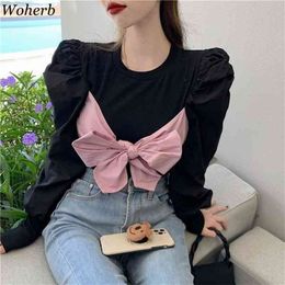 Solid Office Ladies Shirts Spring Bow Vintage Korean White Blusas Mujer Fashion Elegant Sweet Women Blouses 210519