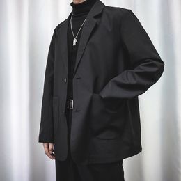 Men's Leisure Blazers High Quality Slim Fit Suit Jacket Loose Coat Fashion Outerwear Black Western Clothes Plus Size S-2XL 210524
