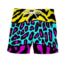 Funny Leopard Stitching Shorts Punk Hip Hop Joggers Purple Chaos Streetwear Elastic Waist Drawstring Fitness Men Clothing 210716