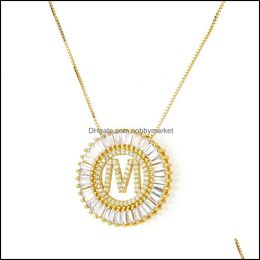 Pendant Necklaces & Pendants Jewellery Zircon 26 Initial Letters For Women Mens Round Alphabet Gold Chains Hip Hop Drop Delivery 2021 Gm43J
