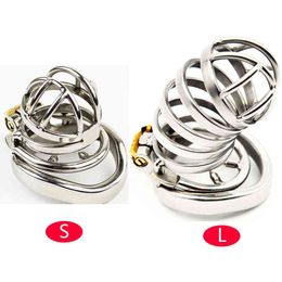 NXY Sex Chastity devices Pure bird stainless steel cage for male penis with thorn ring chastity device adult invisibility lock sex toy 1126