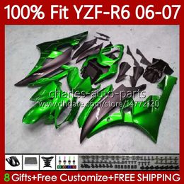 OEM Metal green Body Kit For YAMAHA YZF R 6 600 CC YZF600 YZF-R6 2006 2007 MOTO Bodywork 98No.114 YZF R6 YZF-600 2006-2007 600CC YZFR6 06 07 Injection Mould Fairing 100% Fit