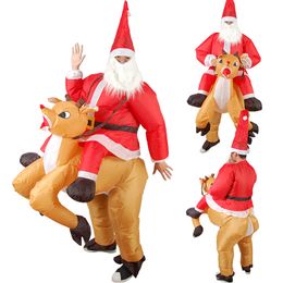 смешные взрослые куклы Скидка Взрослые Рождественские костюмы смешные мультфильм кукла куклы Санта-Клауса Костюм олень Олень одеваются реквизды езда олень Санта-Клаус надувная одежда XD24935