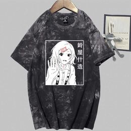 Tokyo Ghoul Anime Print Fashion Short Sleeve Round Neck Tie Dye T-shirt Y0809