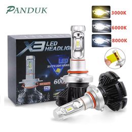 PANUDUK Light ZES H4 H7 H11 3000K 6000K 8000K HB3 9005 HB4 9006 Car LED Headlights Bulbs 50W 6000LM Headlamp Auto X3