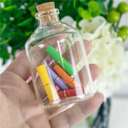 24PC Mini Transparent Glass Cork Bottles Crafts Vials Clear Glass Empty ing Bottles 4ml 10ml 100ml Jars Containers Diy Vials 210330