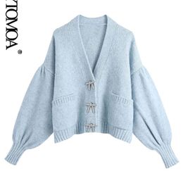 KPYTOMOA Women Fashion Buttons Loose Knitted Cardigan Sweater Vintage Long Sleeve Pockets Female Outerwear Chic Tops 211124