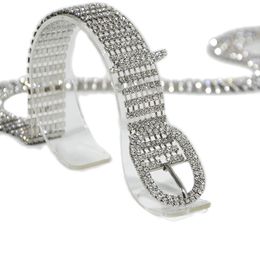 Full Diamond Designer Buckle Belt Women European American Bride Waist Seal Square Oval Shape Crystal Chain Belts Wedding Dress Accessori 7321