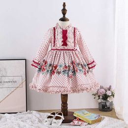 Flowers Dresses for Girls Kids Boutique Long Sleeve Ball Gowns Baby Spanish Lolita Dress Children Birthday Christmas Vestidos 210615