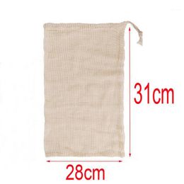 Storage Bags 2pcs All Cotton Environmental Protection Mesh Bag Drawstring Binding Net Shopping Fruit Vegetable