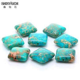 ShinyGem 14*14mm Charm Square Shape Sea Sediment Jaspers Natural Blue Texture Stone Loose Bead For DIY Jewellery Making 20pcs