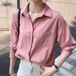 Spring Autumn Solid Vintage Women Blouse and Tops Casual Plus Size Shirts Button Turn Down Collar Ladies 12661 210508