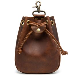 Trend Tool Bag Sports Outdoor Mobile Phone Pockets Men Women Retro Crazy Horse Leather Wallet Lanyard Coin Purse