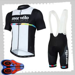 Pro team Morvelo Cycling Short Sleeves jersey (bib) shorts sets Mens Summer Breathable Road bicycle clothing MTB bike Outfits Sports Uniform Y21041592
