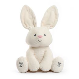 Hide and Seek Elephant Rabbit Electric Stuffed&Plush Preschool Toys with English Songs Ear Talk for Toddlers Gift 210728