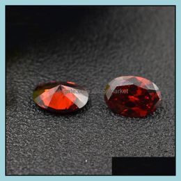 Loose Diamonds Jewellery Garnet Red Colour Stone 8 Sizes 2*M-4*6Mm Oval Hine Cut Cubic Zirconia Synthetic Gemstone Beads For Making Drop Delive