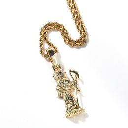 Hip Hop Iced Out Demon Skull Pendant Necklace Gold Silver Plated Mens Bling Jewelry Gift