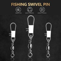 10pcs/Lot Stainless Steel Fishing Swivel Snap Ball Bearing Lock Rolling Connector Hooked Pin Fishhook Tackle Accessories