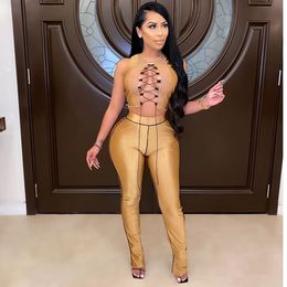 Sexy Two Piece Set for Women Matching Sets Sheer Mesh Crop Top and Pants Set Bodycon 2 Piece Birthday Club Outfits for Women Y0625