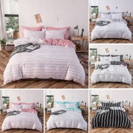 Bedding Sets Plaid Stripes Print Quilt Covers Set Bedclothes Duvet Cover Pillowcase Small/US/AU/UK Size