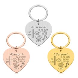 10Pieces/Lot Baby Keychain Newborn Baby Keyring New Dad Mom Gift Baby Commemorate Gift Personalized Name Date of Birth Weight Time Height