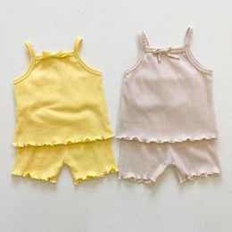 Baby Girl Leisure Wear Clothes Summer Clothing s Braces Vest Shorts Suit Infant Outfit Set 210429