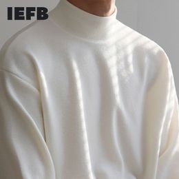 IEFB men's wear Autumn spring tops trend bottoming t-shirts slim long sleeve Korean fashion basic half high collar clothes Y4255 210524