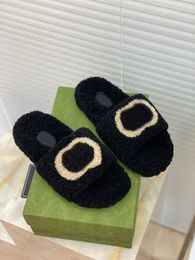 Wool flat bottomed women's slippers factory wholesale high-quality Colour matching fashion classic packaging is complete