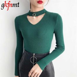Sweaters For Women Ladies Korean Basic High Elastic Knitted Sweater thin Sexy Pullovers Long Sleeve Slim Soft Pull Femme 211011