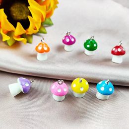 10Pcs 6 Colour Mushroom Plant Vegetable Resin Earring Charms Diy Findings 3D Phone Keychain Bracelets Pendant For Jewellery Making