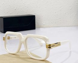 607 Ivory White/Gold Full Rim Optical Frame Glasses frame Vintage Square Eyeglasses for Men Fashion Hip hop Glasses with Box