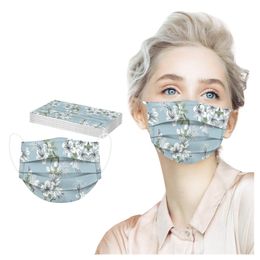 2021 Mother day adult female disposable flower printing mask three-layer non-woven fabric