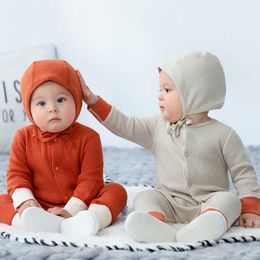 Spring Baby Knitted Clothing for Boy Girl Solid Long Sleeve Top and Pants Toddler Kniting Neutral Children Clothes 210615