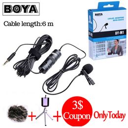 Boya By-m1 BY-M1DM Lav Lavalier microfone Omnidirectional Condenser Microphone 3.5mm Mic Canon / DSLR Audio Recorders