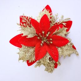 Artificial flowers poinsettia Christmas flower heads for Holiday Home Indoor Decoration