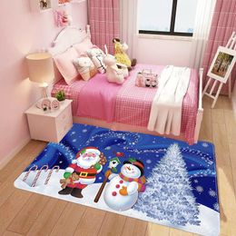 Carpets Snowman Pattern Carpet Door Mat 3D Printing Merry Christmas Living Room Bedroom Bedside Large Rug Non-slip Play Floor