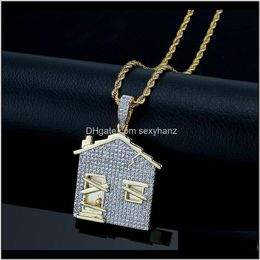 Necklaces House Pendant Hiphop Necklace Jewellery Micro Zircons Personality Explosion In Europe And America Wjt5E 5Ttmq