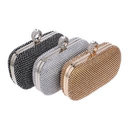 Silver Gold Black Color Rhinestones Women Day Clutch Finger Ring Evening Bags Diamonds Metal Flap Purse Bag