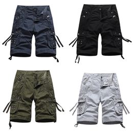 2021 Summer Men's Shorts High-quality Military Shorts Mens Solid Colour 100% Cotton Multi-pocket Loose Casual Pants for Men X0628
