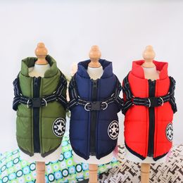 Dog Apparel Pet cotton clothes for fall and winter new waterproof fabric dogs ski suit chest back integrated vest