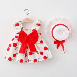 2021 Summer Baby Girl Dress Toddler Infant Printed Princess Dresses for 1 Year Girl Birthday Clothing With Hat Baby Suits Outfit Q0716