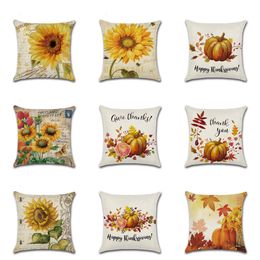 Happy Thanksgiving Day Pumpkin Fruit Series Pillow Case Linen Home Decor Fabric Sofa Pillowcase Comfortable Car Cushion Cover