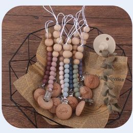 Baby Pacifier Holder Clips Silicon Wooden Bead Chain Eco-Fridendly Material 2021 Original Desigan Infant Feeding Accessories Pacify Products