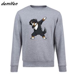 Print Sweatshirt Funny Dabbing Bernese Mountain Dog Men's Fleece Pullover hoodies Man Sale Funny Coat C0413