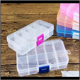 Boxes Packaging & Display Drop Delivery 2021 12Dot8*6Dot5*2Dot1Cm 10 Compartment Plastic Clear Storage Small Box For Jewelry Earrings Toys Co