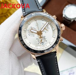 Top Full Functional Men Watches 42mm High Quality Gift Japan Quartz Movement Watch Leather Strap Mens Wristwatches , montre de luxe orologio di lusso