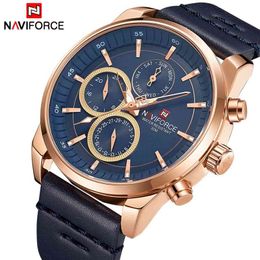 NAVIFORCE Men's Watches Top Luxury Brand Mens Fashion Sport Watch Male Leather Date Quartz Wristwatches Relogio Masculino 210517