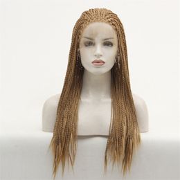 HD Box Braided Synthetic Lace Front Wig Mix Colour Simulation Human Hair Lace-Frontal Braid Hairstyle Wigs 1994-26