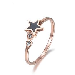 Wedding Rings Stainless Steel Star Shape For Women Rose Gold Colour Cubic Zirconia Female Ring Accessories Jewellery R18010