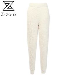 Women Pants Capris Loose Casual s Cargo High Waist Long Trousers Home Wearing Plush Sport 210513